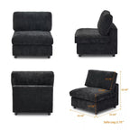Dimensions of a black chenille-linen armless chair.