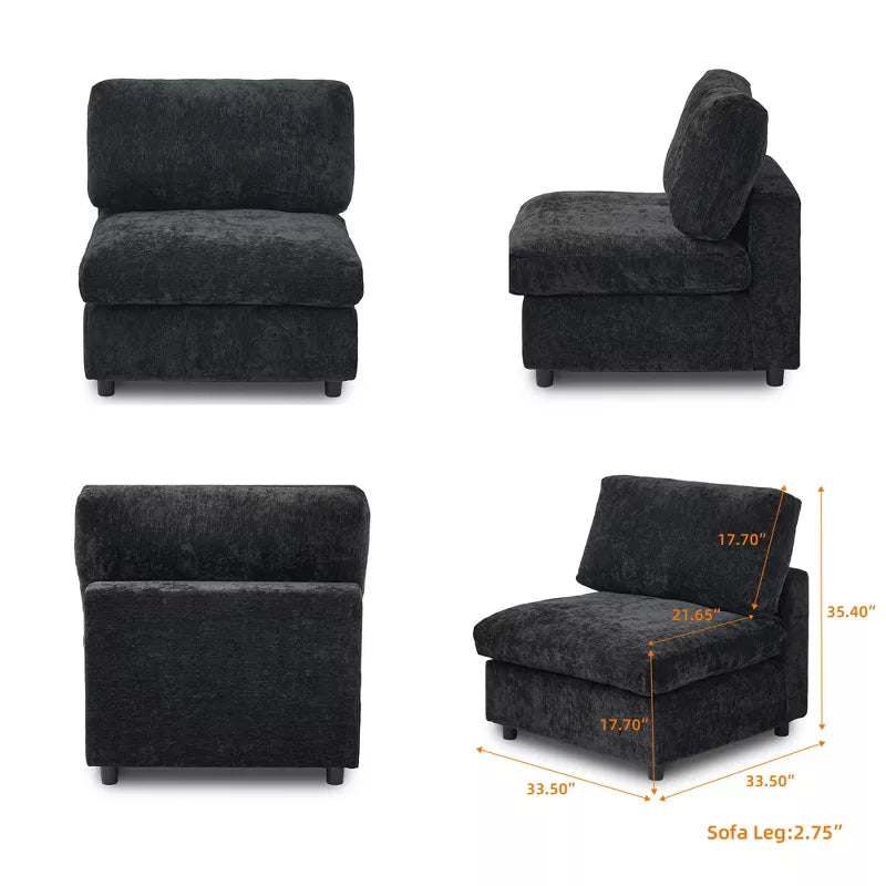 Modular Washable Armless Chair in Black