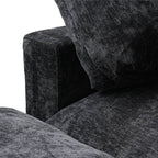 Modular Washable Track Arm 5-Seater Corner Sectional + Ottoman in Black