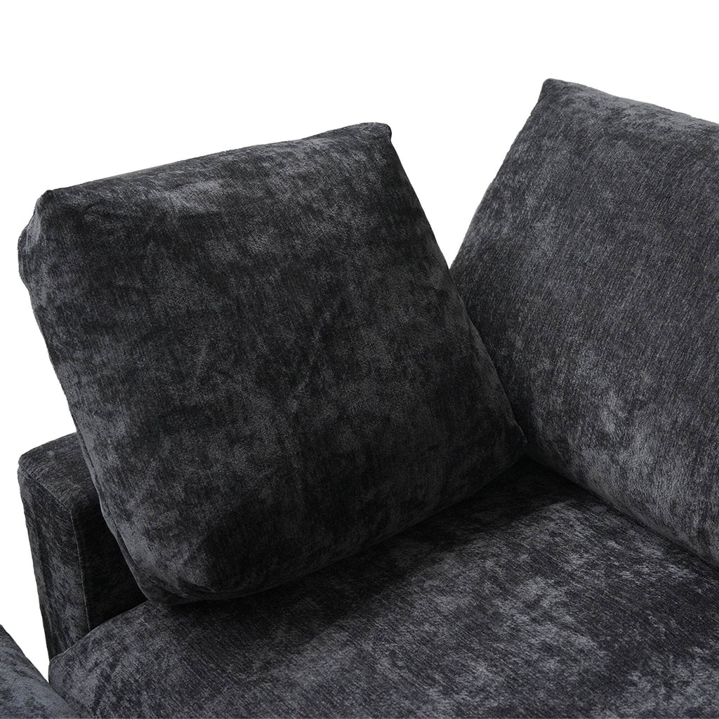 Modular Washable Track Arm 5-Seater Corner Sectional + Ottoman in Black