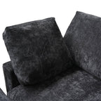 Modular Washable Track Arm 5-Seater Corner Sectional + Ottoman in Black