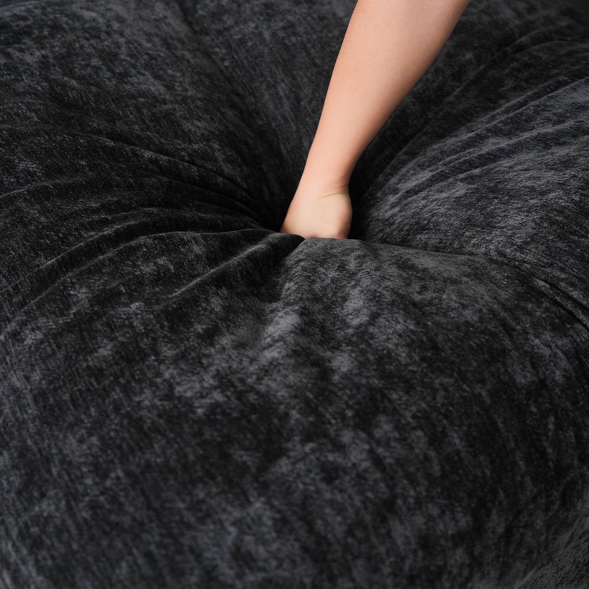 Modular Washable Track Arm 5-Seater Corner Sectional + Ottoman in Black