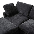Black textured sectional sofa on a white background