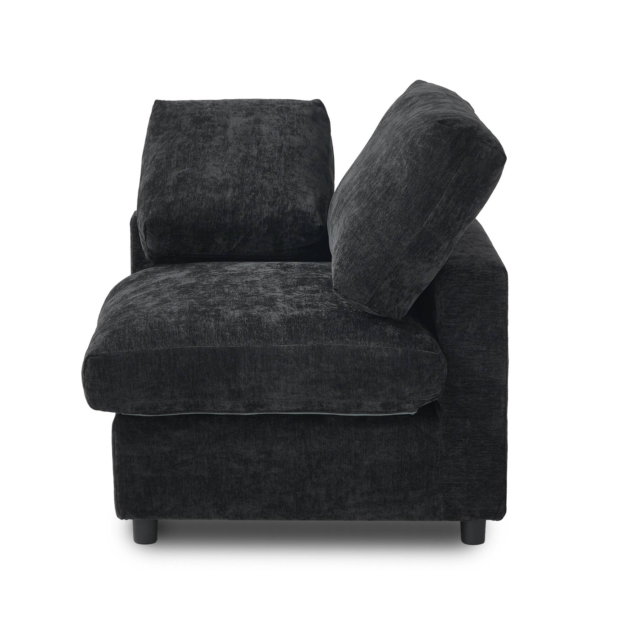 Modular Washable Track Arm End Chair - Right in Black