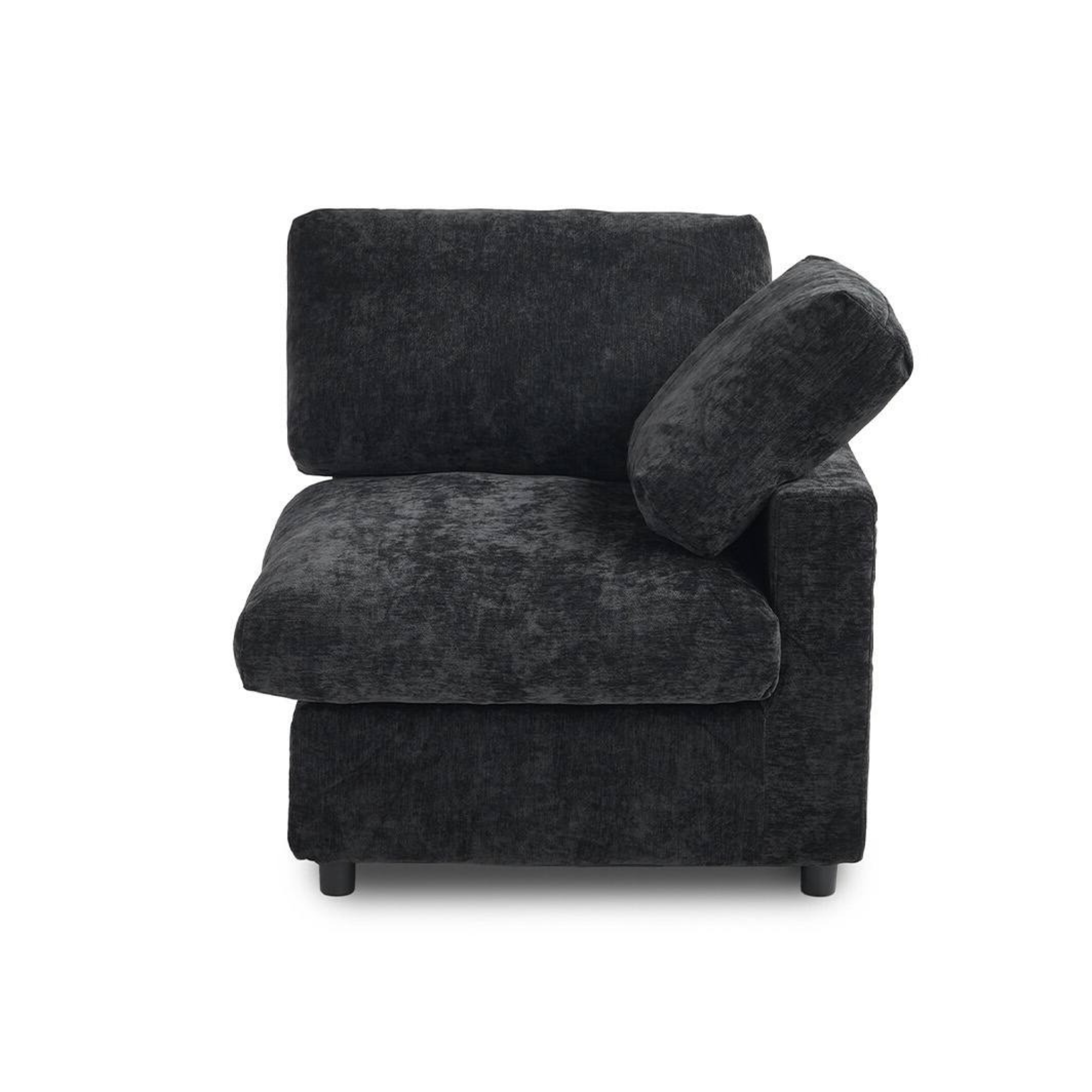 Modular Washable Track Arm End Chair - Left in Black