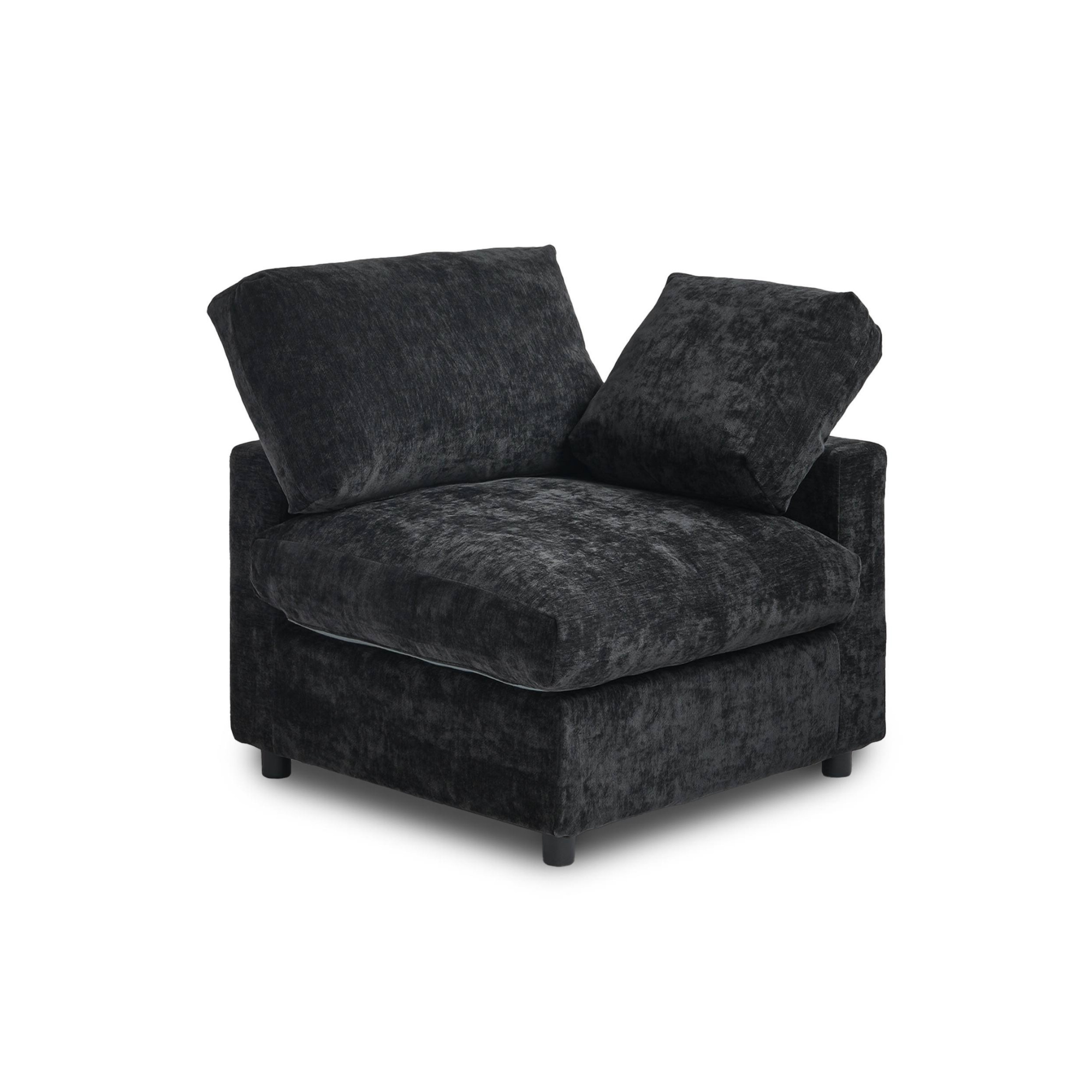 Modular Washable Track Arm End Chair - Left in Black