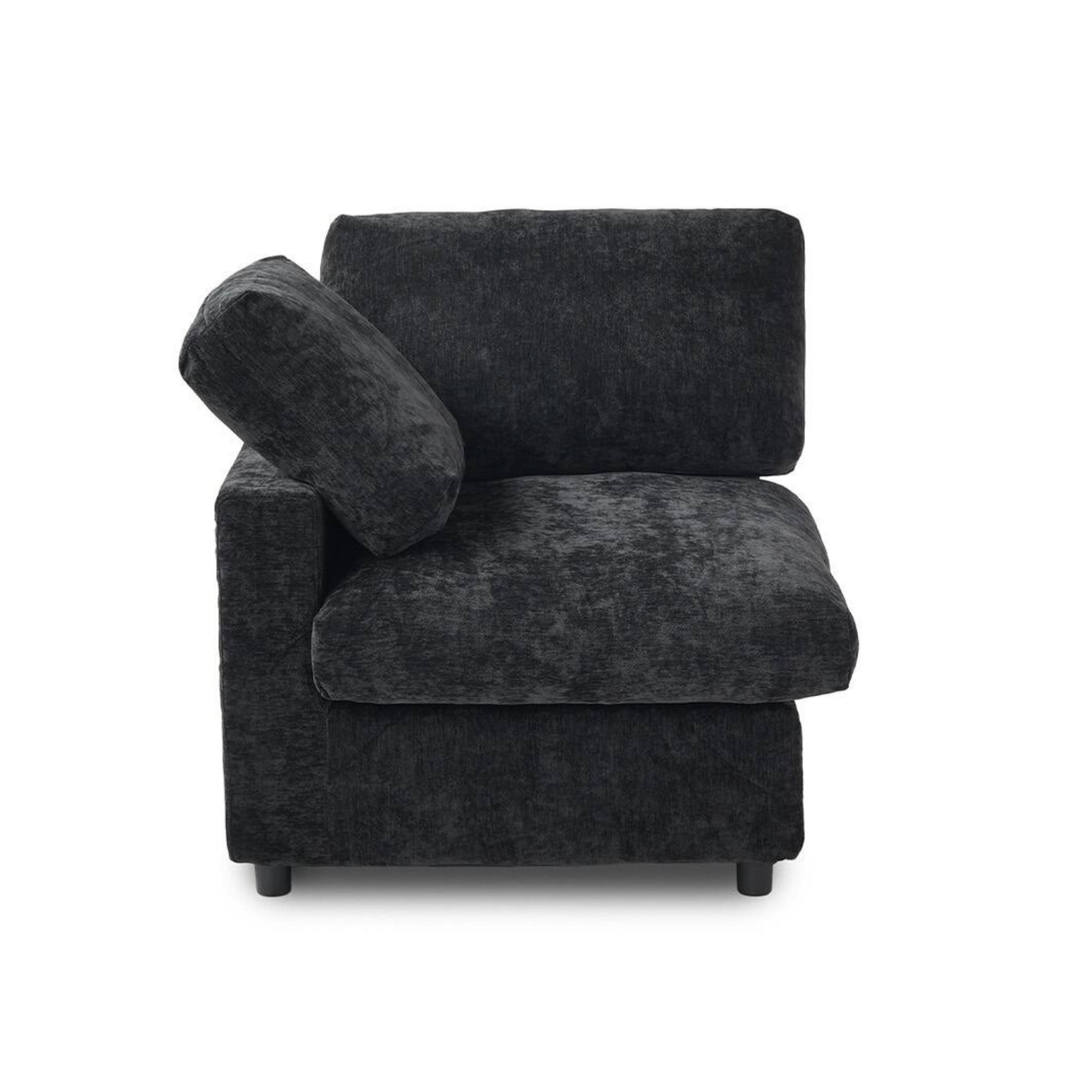 Modular Washable Track Arm End Chair - Right in Black