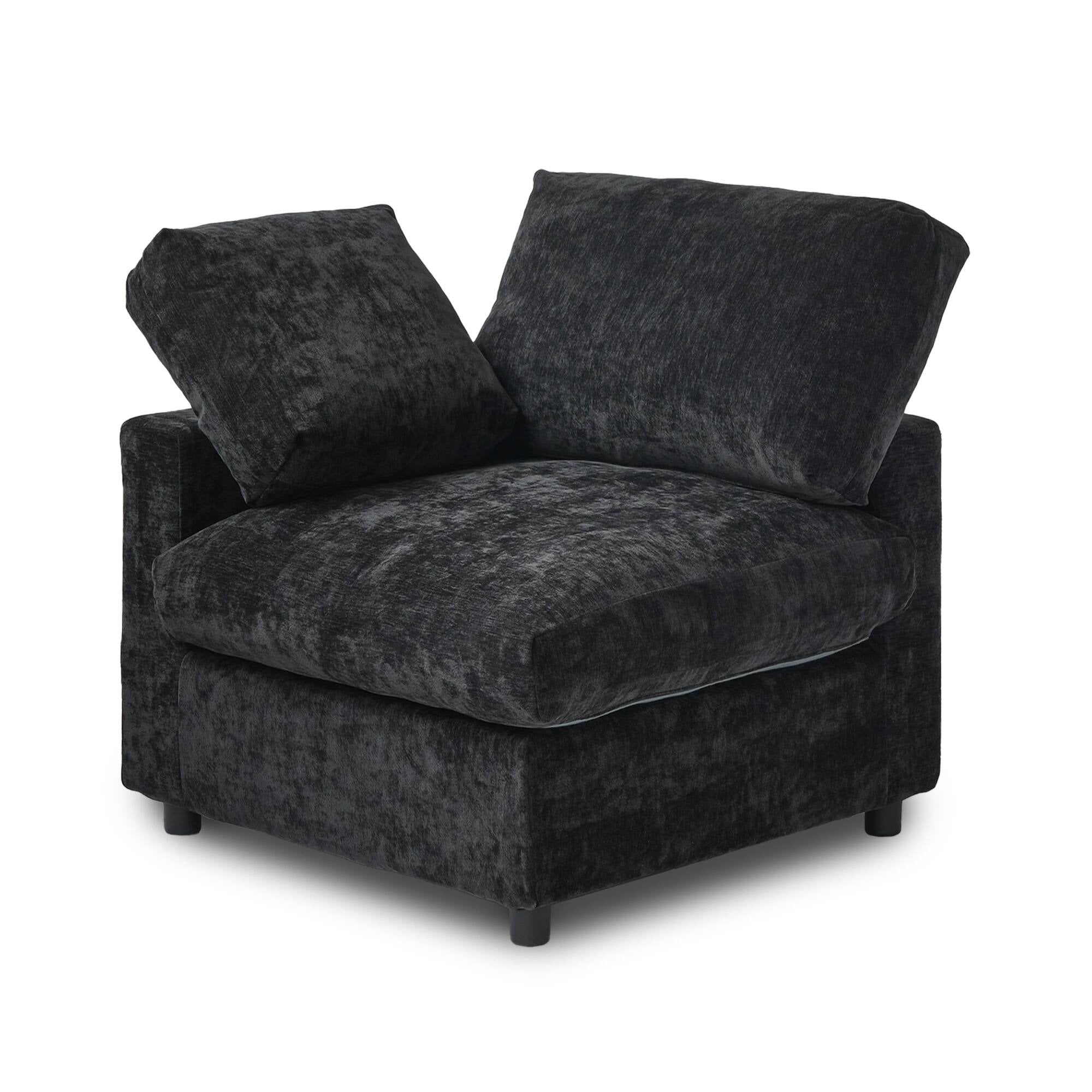 Modular Washable Track Arm End Chair - Right in Black