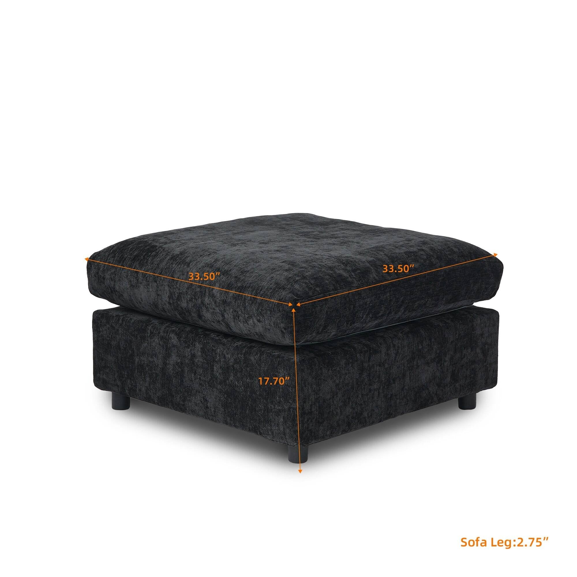 Modular Washable Ottoman in Black