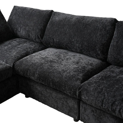 U-Shaped Chenille and Linen Washable Sectional Sofa | Classica