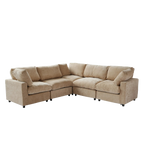 Khaki 5-seater corner sectional sofa on a white background