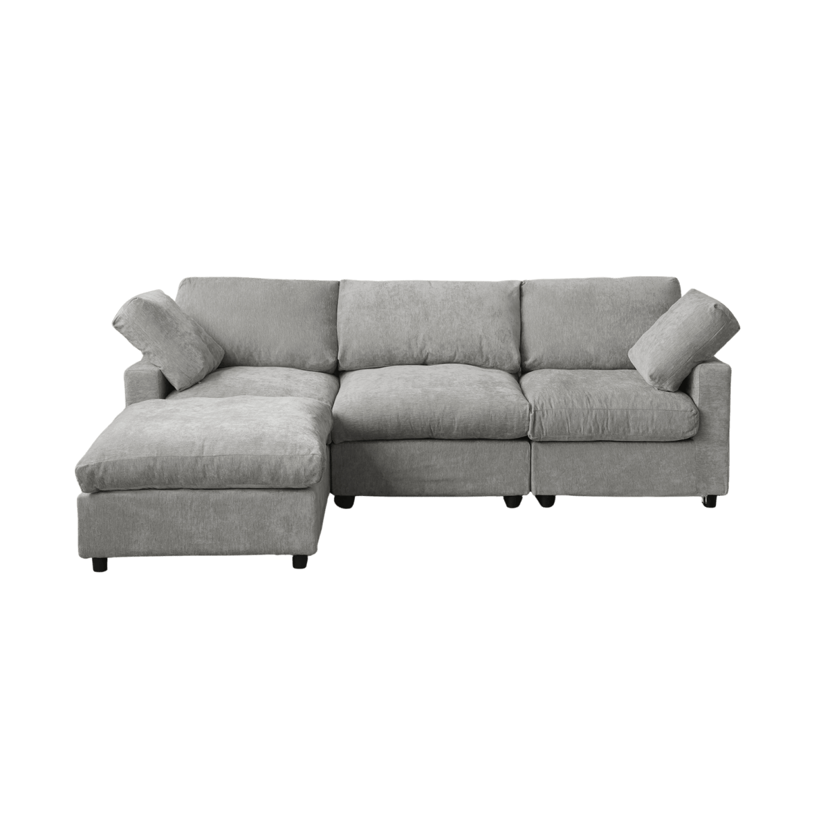 Washable Track Arm 3-Seater Sofa L-Shape + Ottoman