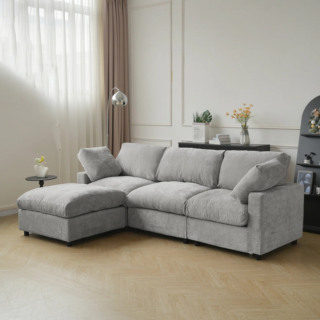 Gray 3-seater L-shaped sectional with washable covers