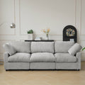 Gray 3-seater sofa with track arms, fully washable chenille couch