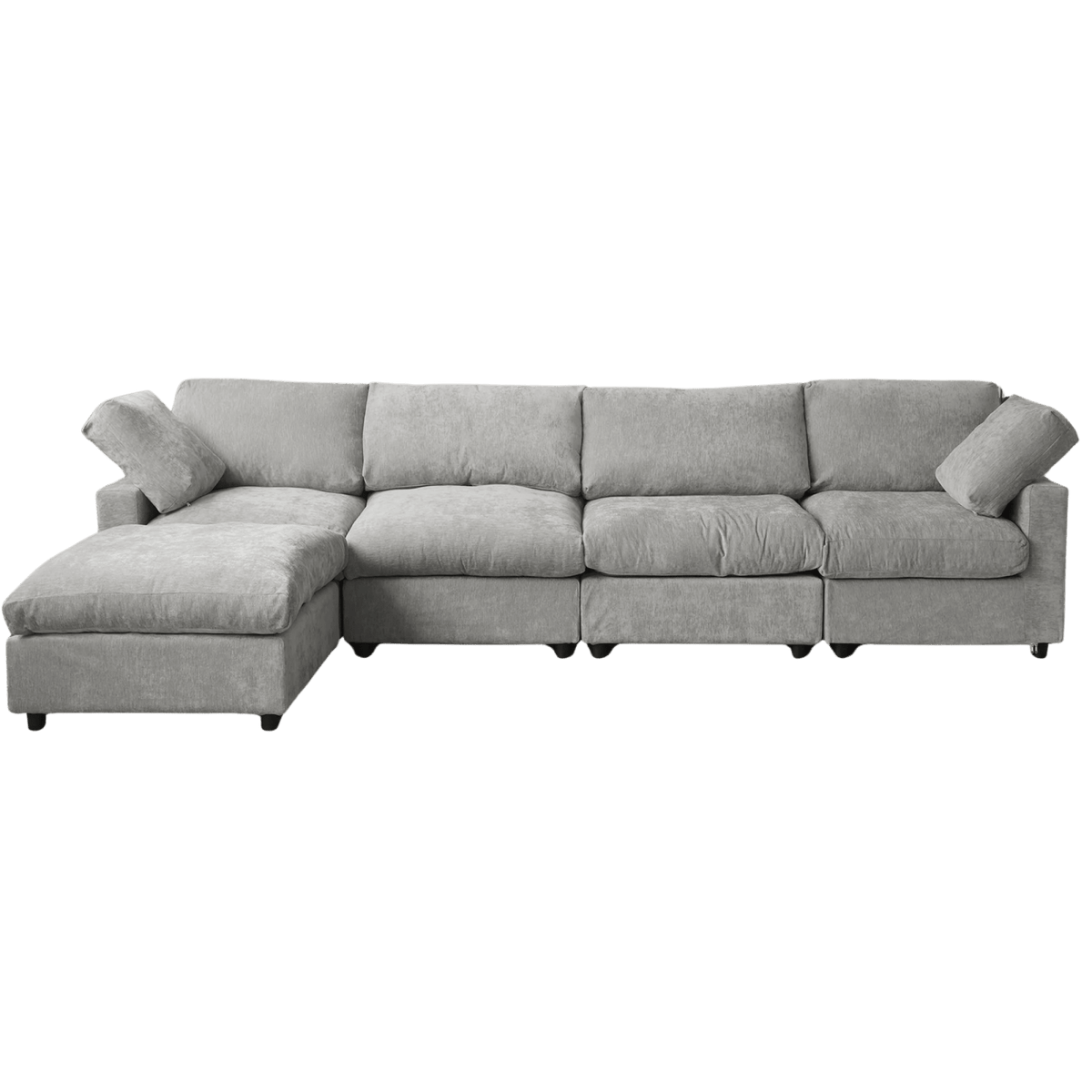 Washable Track Arm 4-Seater Sofa L-Shape + Ottoman