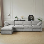 Modular Washable Track Arm 4-Seater L-Shaped Sectional in Gray
