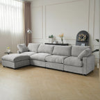 Modular Washable Track Arm 4-Seater L-Shaped Sectional in Gray