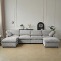 Gray washable 4-seater U-shaped sectional in chenille fabric with replaceable covers