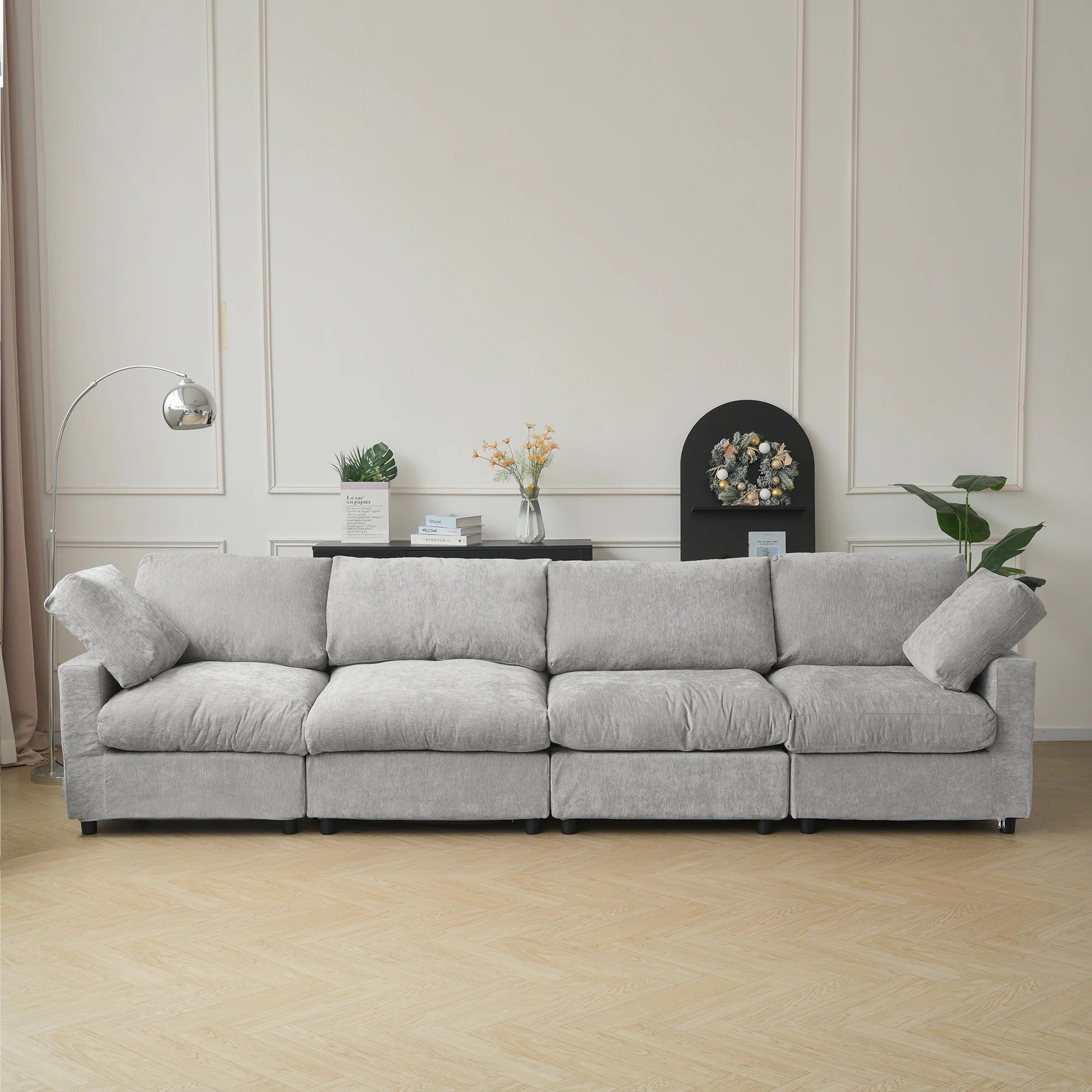 Modular Washable Track Arm 4-Seater in Gray