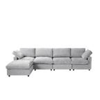 Gray L-shaped 5-seater sectional sofa on a white background