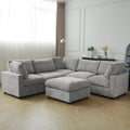 Modular Washable Track Arm 5-Seater Corner Sectional + Ottoman in Gray