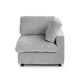 Gray chenille-linen washable left end-chair with track arm.