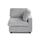 Gray chenille-linen washable left end-chair with track arm.