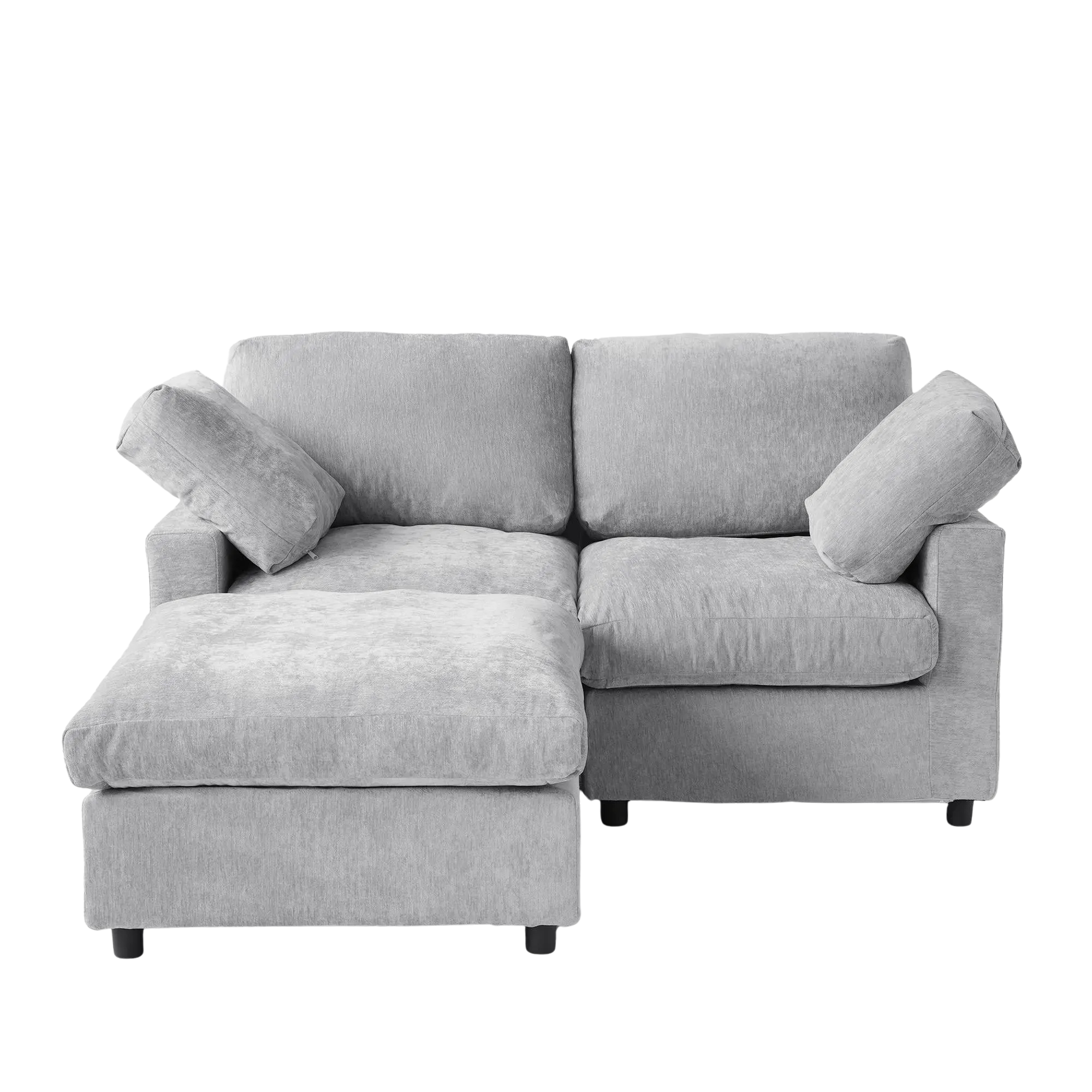 Gray sectional sofa on a white background