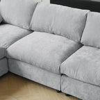 Modular Washable Track Arm 5-Seater Corner Sectional + Ottoman in Gray