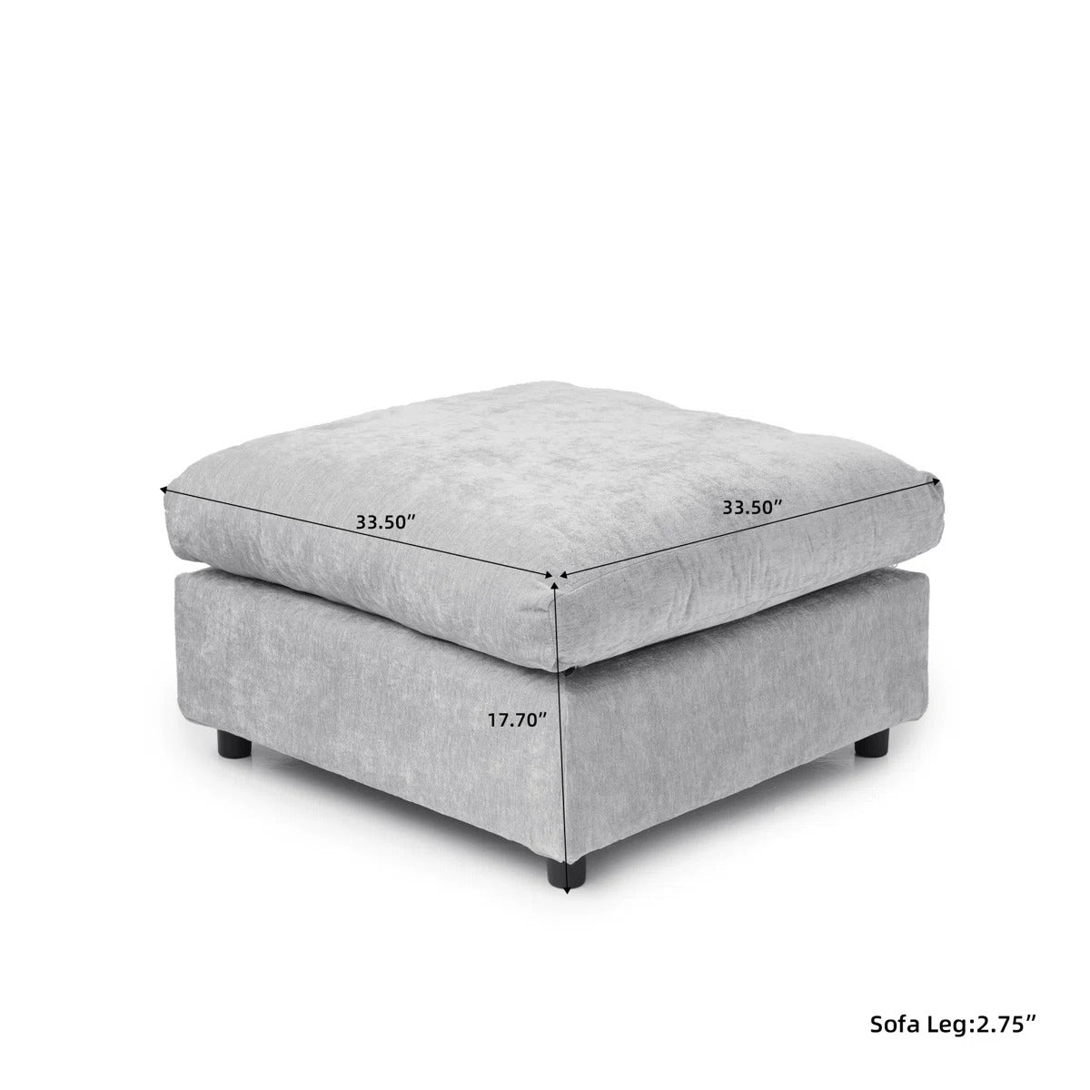 Modular Washable Ottoman in Gray