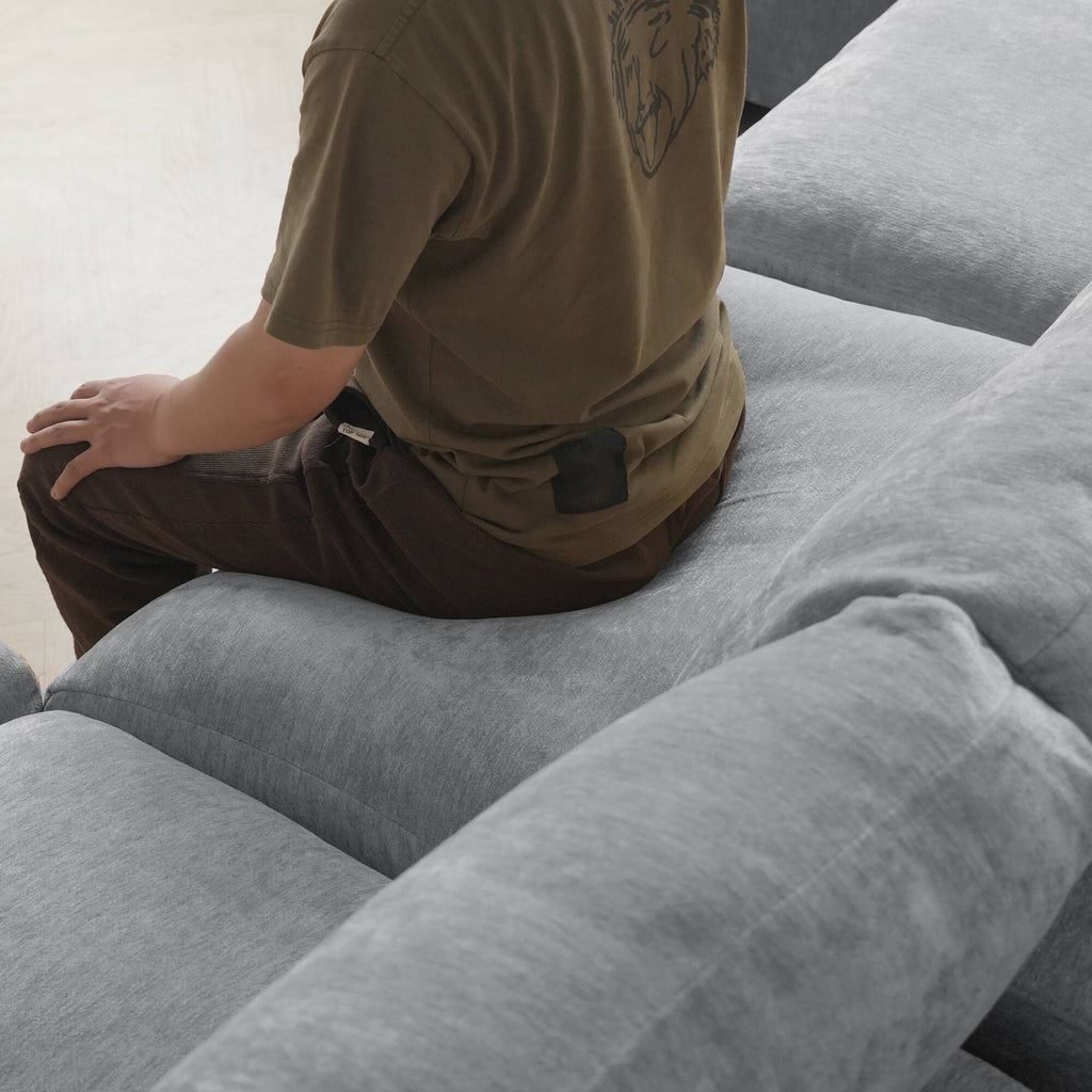 Modular Washable Track Arm 5-Seater Corner Sectional + Ottoman in Gray