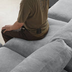 Modular Washable Track Arm 5-Seater Corner Sectional + Ottoman in Gray