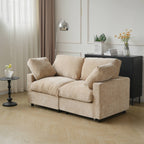 Khaki chenille 2-seat sofa with washable covers