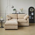 Khaki brown 2-seater sectional with ottoman and washable slipcovers