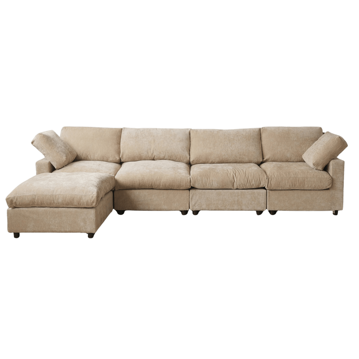 Washable Track Arm 4-Seater Sofa L-Shape + Ottoman