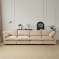 Khaki chenille 4-seater sofa with washable covers and track arms