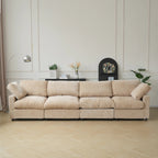 Khaki chenille 4-seater sofa with washable covers and track arms