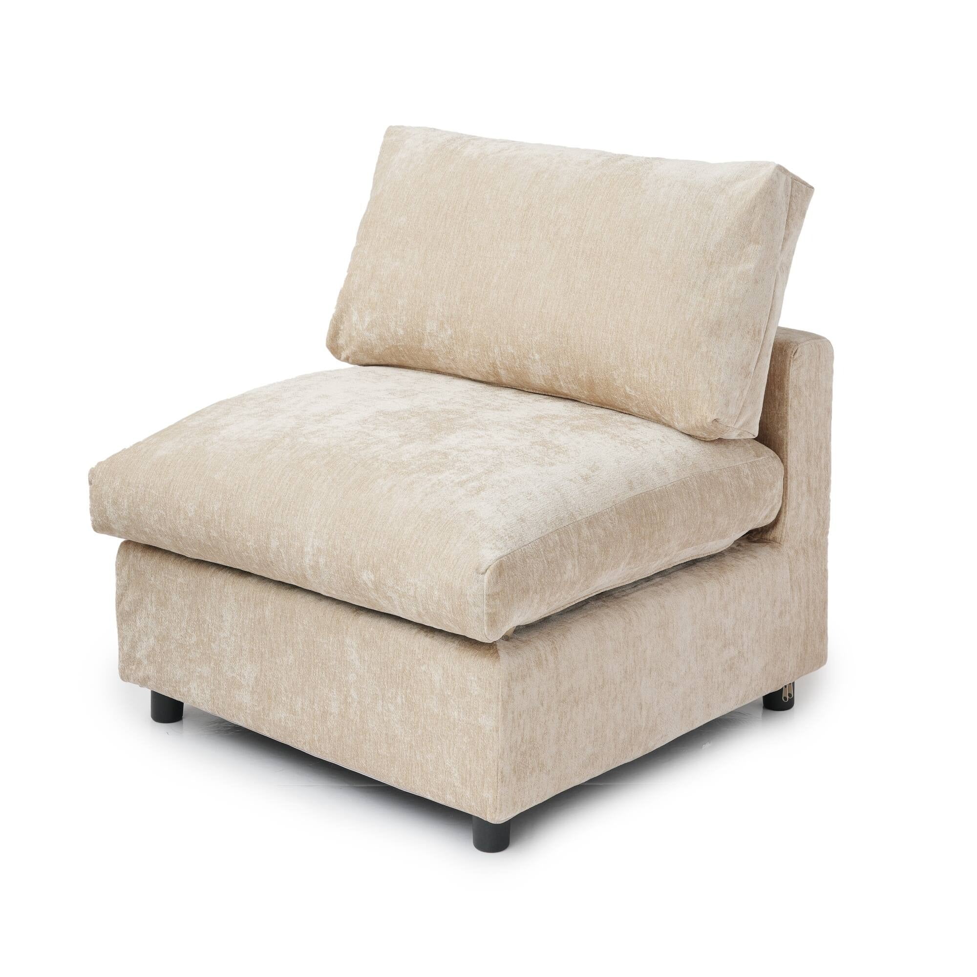 Modular Washable Armless Chair in Khaki Brown