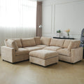 Modular Washable Track Arm 5-Seater Corner Sectional + Ottoman in Khaki Brown