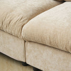 Modular Washable Track Arm 5-Seater Corner Sectional + Ottoman in Khaki Brown