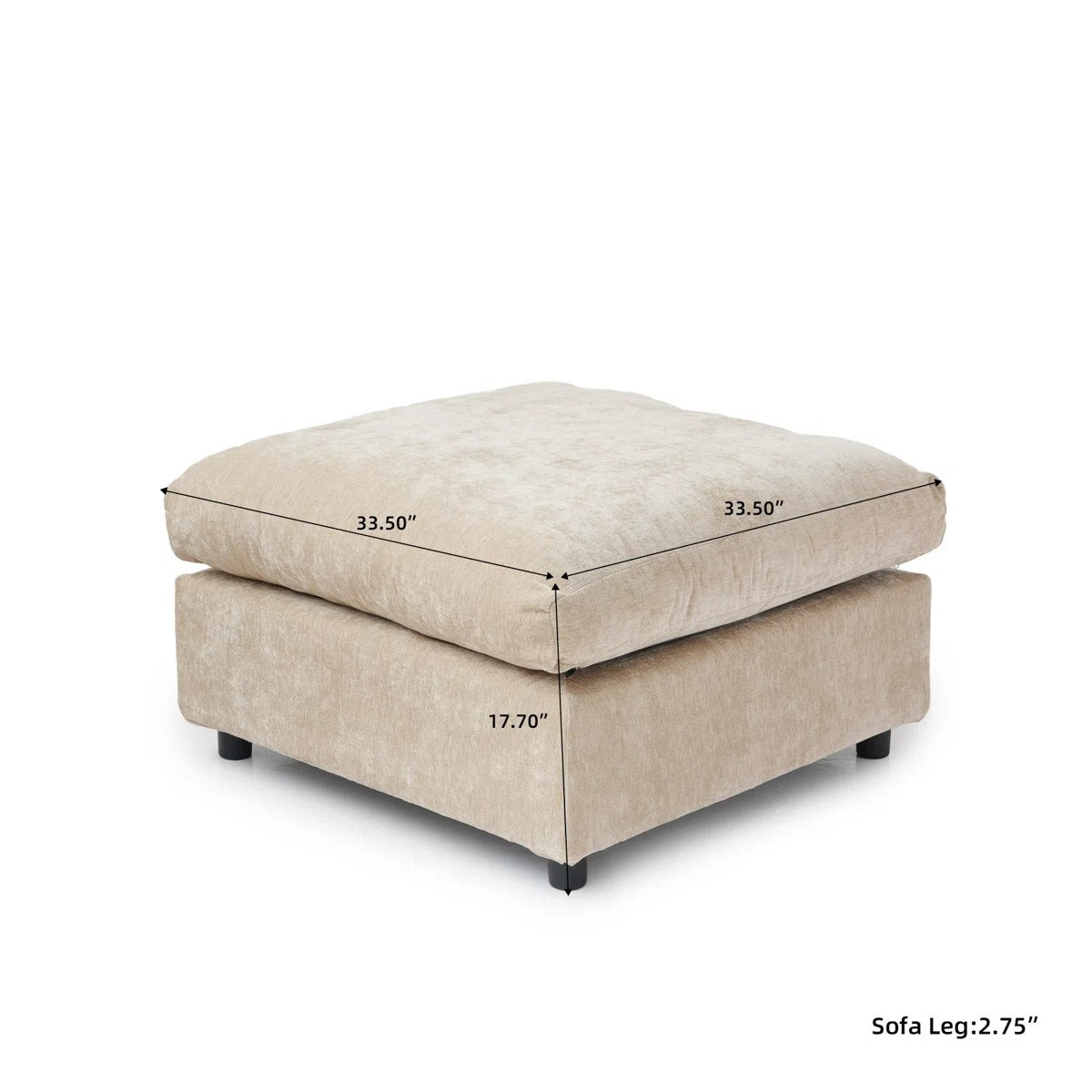 Modular Washable Ottoman in Khaki Brown