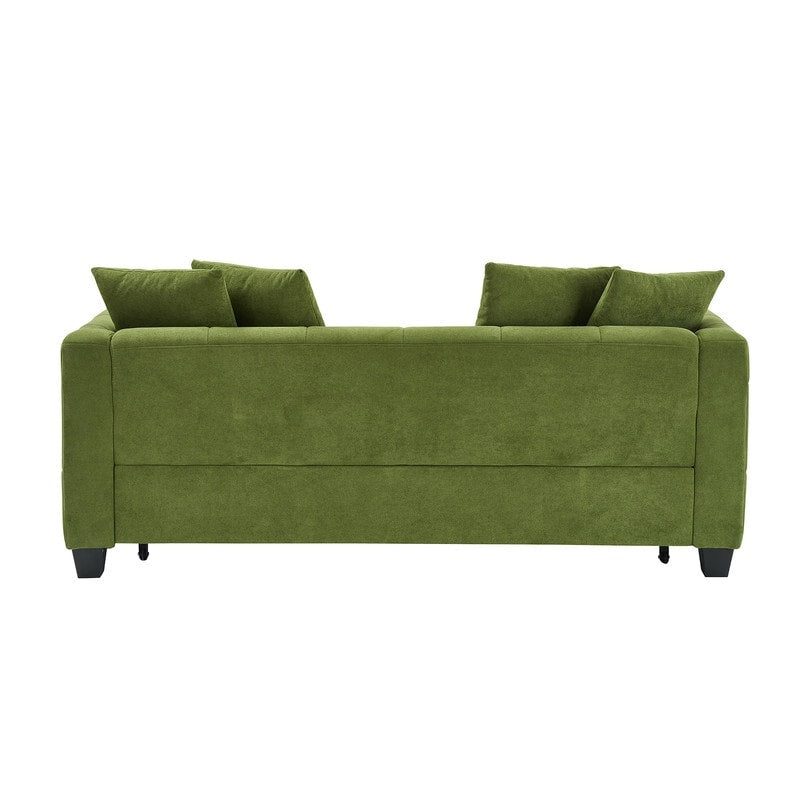 Velvet Pull-Out Sleeper Sofa Bed, Anti-scratch and Water-proof, Solid Wood Frame