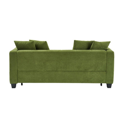 Velvet Pull-Out Sleeper Sofa Bed, Anti-scratch and Water-proof, Solid Wood Frame