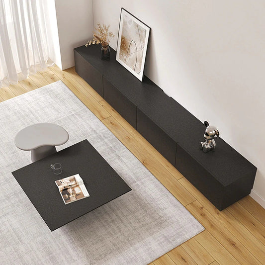 Minimalist Wood TV Stand with Drawers, Modern Long Media Console