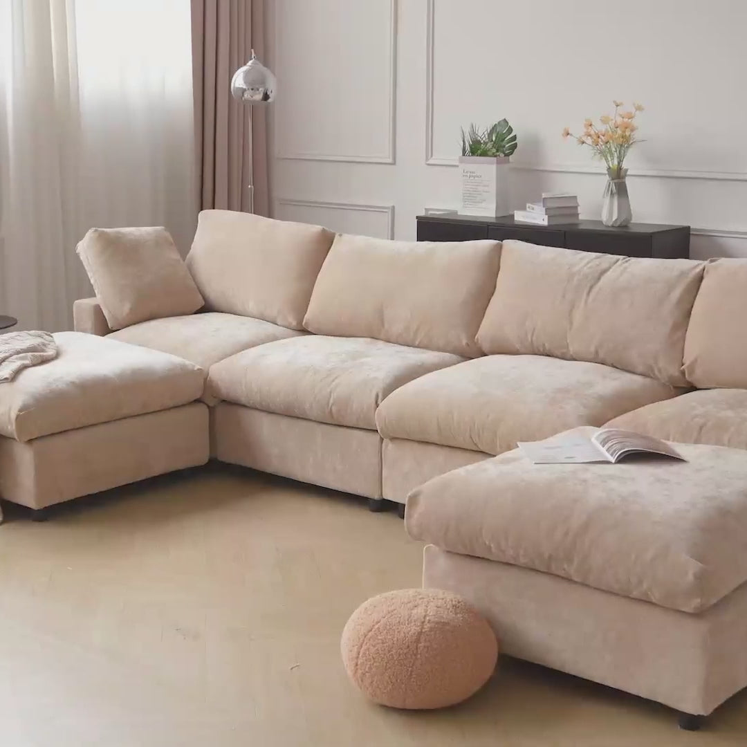 Modular Washable Track Arm 2-Seater in Beige