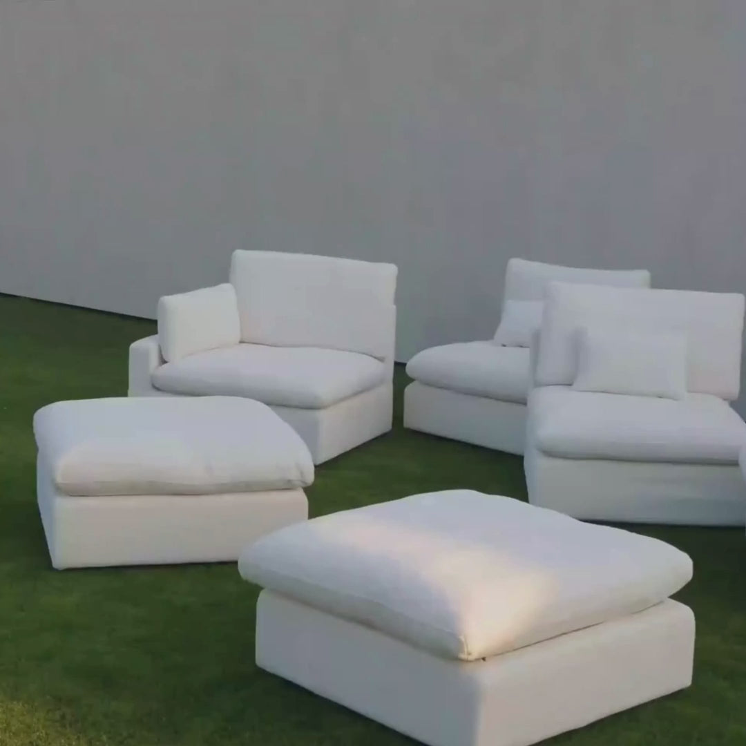 Modular Washable Slope Arm 2-Seater in White
