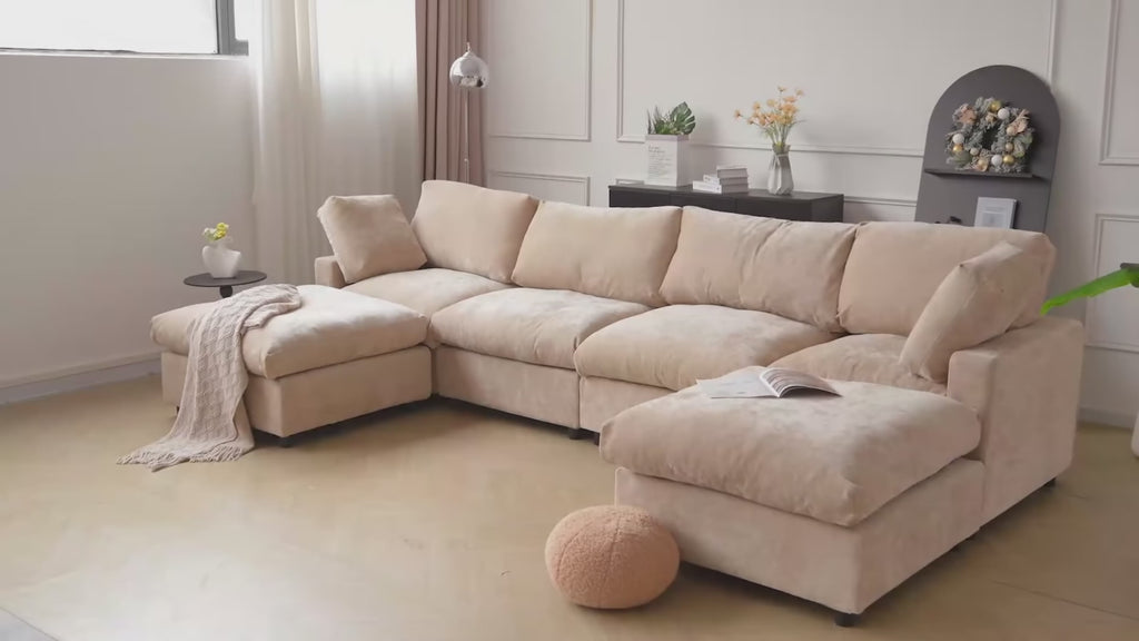 Washable Track Arm U-Shape + 2 Ottomans
